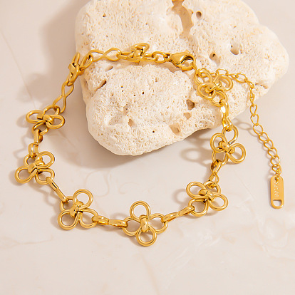 304 женские браслеты-цепочки с цветочными звеньями из нержавеющей стали