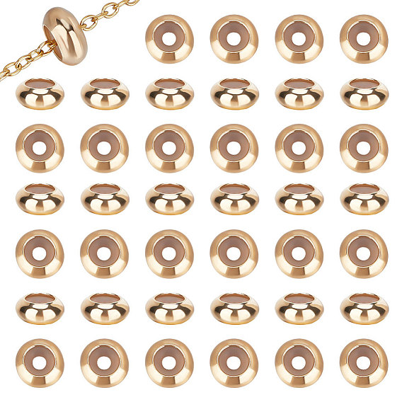 80 латунные бусины шт., с резиновой, рондель, ползунки