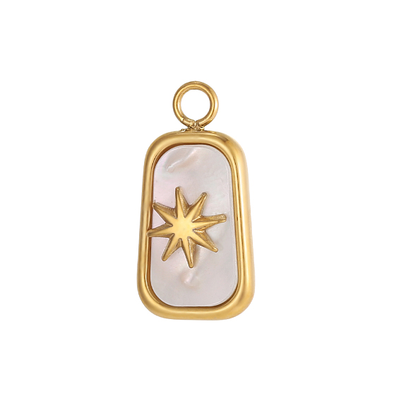 304 нержавеющая сталь с подвесками из ракушек, трапеция со звездой, реальный 14 k позолоченный, ионное покрытие (ip)