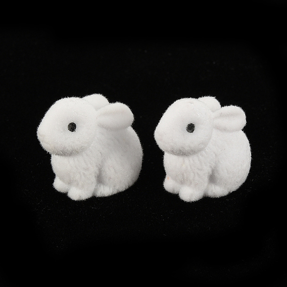 Flocky Plastic Beads, Half Drilled Beads, Rabbit