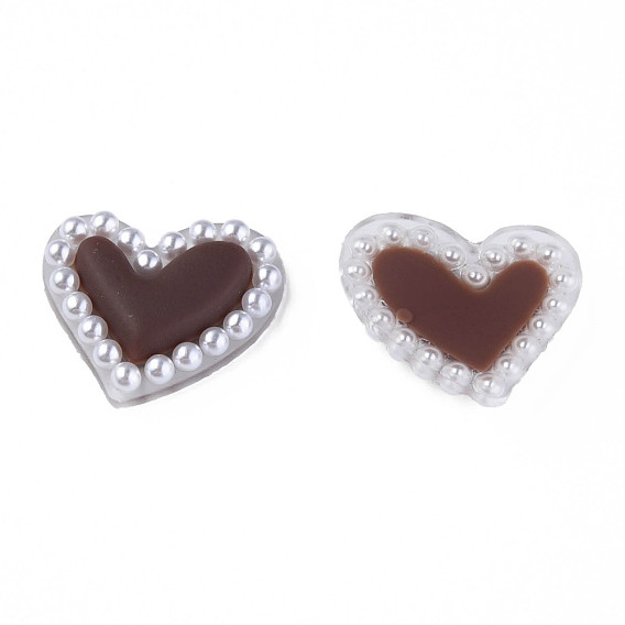 Acrylic Cabochons, with ABS Plastic Imitation Pearl Beads, Heart