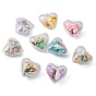 Openable Transparent Plastic Container Pendants, with Shell and Sequins, Heart