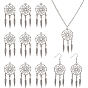 Tibetan Style Alloy Pendants, Woven Net/Web with Feather