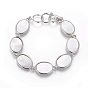 Shell Beaded Bracelets, with Brass Findings and Toggle Clasps, Oval