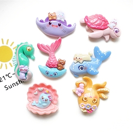 Marine Organism Theme Resin Decoden Cabochons, for DIY Hair Accessories