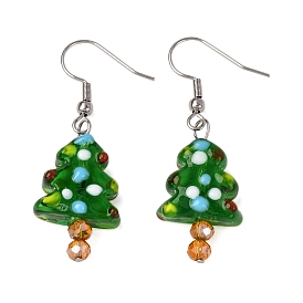 304 серьги с подвесками в виде рождественской елки из нержавеющей стали, с Lampwork