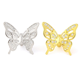 925 Sterling Silver Clear Cubic Zirconia Pendants, Butterfly Charms, with 925 Stamp