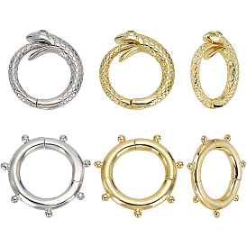 Наборы застежек своими руками, в том числе 2 шт. 2 цвета змея латунь кубический цирконий застежка-крутильщик, 2 шт. 2 цвета латунное пружинное затворное кольцо