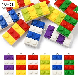 10 кулоны из смолы, с железной платиной петлей, игрушечные кирпичи