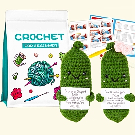 DIY Knitting Cucumber Ornaments Kits, Including Needle, Stitch Marker