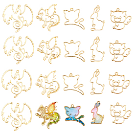 Zinc Alloy Open Back Bezel Pendants, For DIY UV Resin, Epoxy Resin, Pressed Flower Jewelry, Mixed Shapes