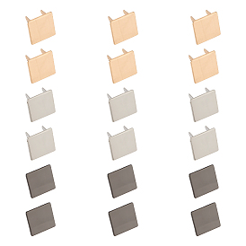 18 наборы 3 цвета цинковый сплав сумки декоративные застежки, штамповка пустых тегов, с железной прокладкой, квадратный