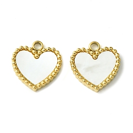 Ion Plating(IP) 304 Stainless Steel Pave Shell Heart Charms