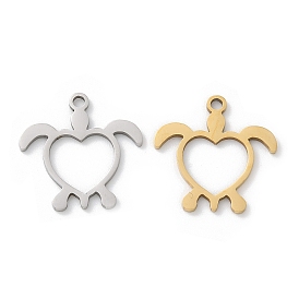 201 подвески из нержавеющей стали, очарование морской черепахи, лазерная резка, ионное покрытие (ip)