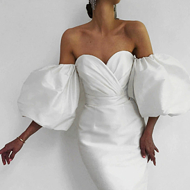 Satin Fibre Stretch Oversleeves, False Puff Sleeves