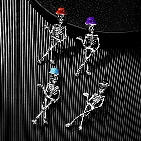 Halloween Skeleton with Hat Enamel Pins, Alloy Brooch for Backpack Clothes