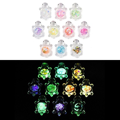 Прозрачного акрилового кабошонов, светится в темноте, черепаха, плоский зад