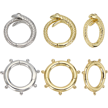 Наборы застежек своими руками, в том числе 2 шт. 2 цвета змея латунь кубический цирконий застежка-крутильщик, 2 шт. 2 цвета латунное пружинное затворное кольцо