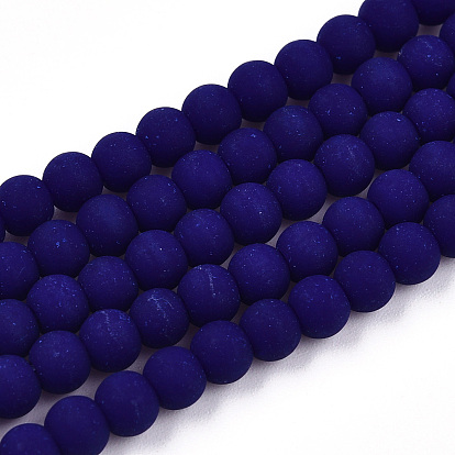 Perles verre opaque brins, givré, ronde