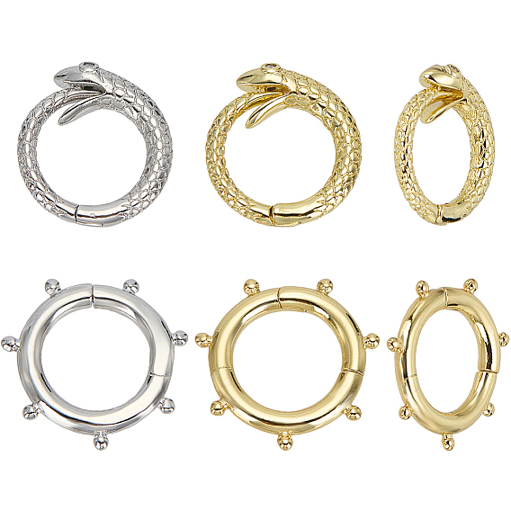 Наборы застежек своими руками, в том числе 2 шт. 2 цвета змея латунь кубический цирконий застежка-крутильщик, 2 шт. 2 цвета латунное пружинное затворное кольцо