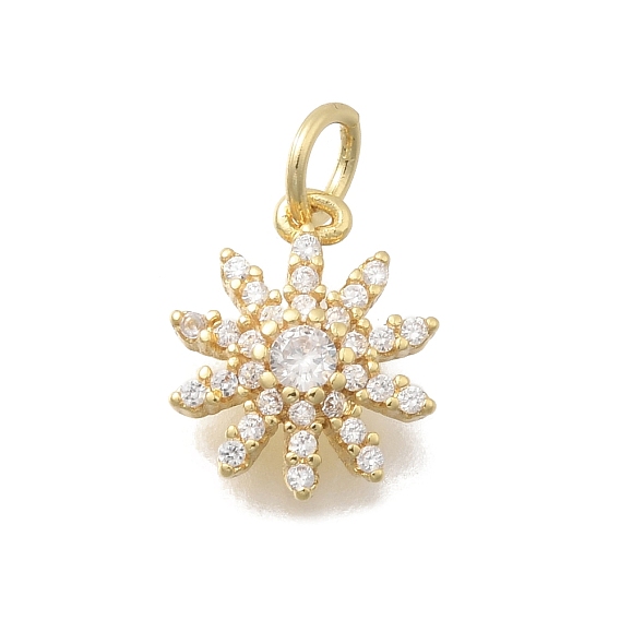 Латунные микропаве прозрачные кубические циркониевые подвески, цветок, без кадмия и без свинца, стойки покрытие, долговечный