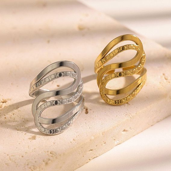 304 Stainless Steel Open Cuff Rings, Nuggets