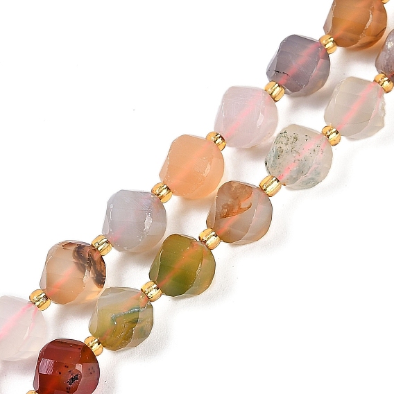 Природный агат бисер нитей, с бисером, граненые, твист