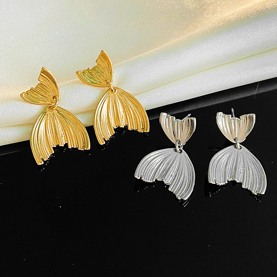 Alloy Dangle Stud Earrings, Fishtail