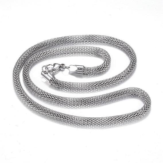 Collar de 304 acero inoxidable con cadena de malla, con cierre de langosta