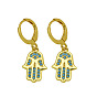 Brass Micro Pave Cubic Zirconia Leverback Dangle Earrings, Golden