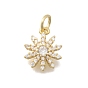 Латунные микропаве прозрачные кубические циркониевые подвески, цветок, без кадмия и без свинца, стойки покрытие, долговечный