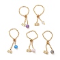 Einstellbare Fingerringe aus 304 Edelstahl, Schieberegler Ringe, mit natürlichen Edelstein Perlen, Lotosblume, golden