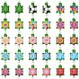 60Pcs 15 Styles Alloy Enamel Connector Charms, Tortoise Links with Flower & Round & Football Pattern, Platinum
