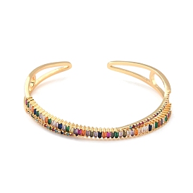 Colorful Cubic Zirconia Criss Cross Cuff Bangle, Classic Tennis Open Bangle, Brass Jewelry for Women, Lead Free & Cadmium Free