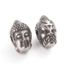 Buddhist 304 Stainless Steel Beads, Buddha Head