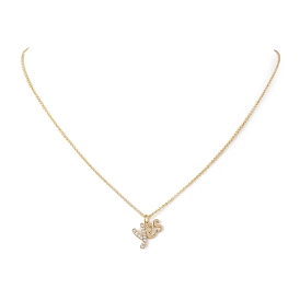 Clear Cubic Zirconia Word Pendant Necklace, Brass Jewelry