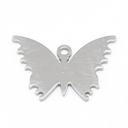 201 pendentifs d'étiquettes vierges en acier inoxydable, papillon