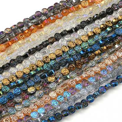 Plaquent verre transparent perles brins, rose, mixedstyle