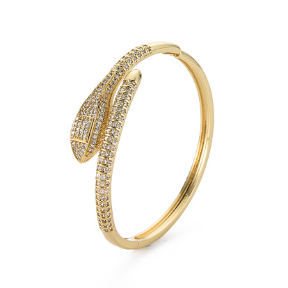Snake Bangles for Women, Brass Micro Pave Cubic Zirconia Bangles, Nickel Free