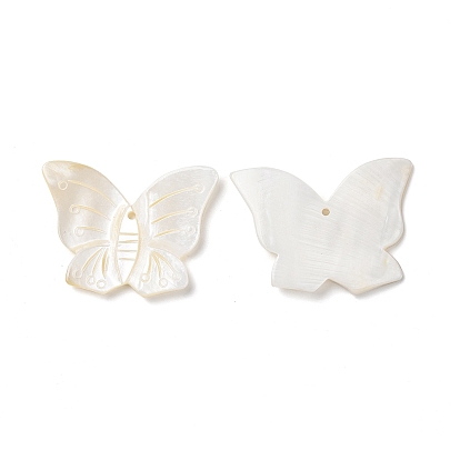 Natural Freshwater Shell Pendants, Butterfly Charm