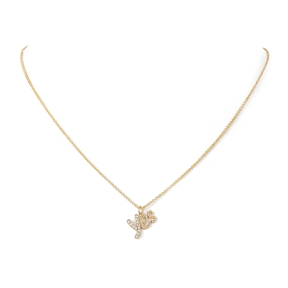 Clear Cubic Zirconia Word Pendant Necklace, Brass Jewelry