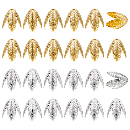 24pcs 12 couleurs capuchons de perles en laiton, Flower 4 pétales