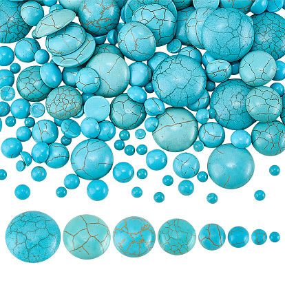 180 шт. 8 стили ремесленные изделия фурнитура окрашенный синтетический бирюзовый драгоценный камень плоская задняя часть купол кабошоны, полукруглый