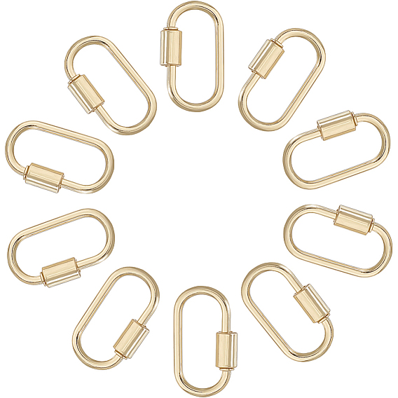 10шт. подвески-замки с винтовым карабином из сплава, овальные