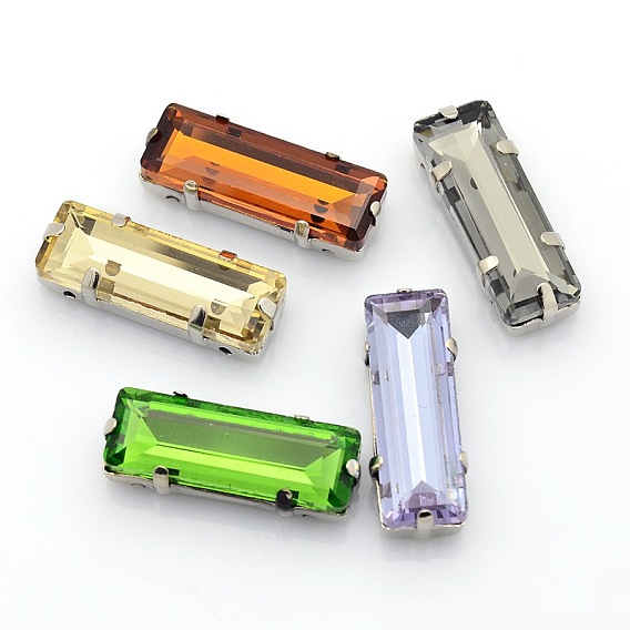 Шить на горный хрусталь, стекло горный хрусталь, с настройками латуни, граненые, прямоугольные