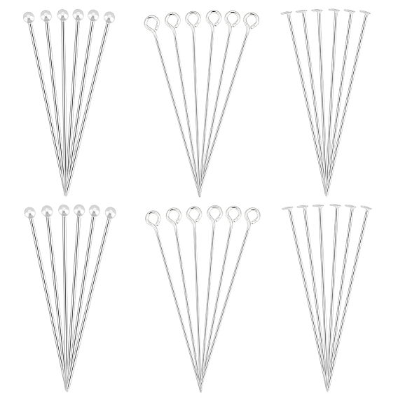 36Pcs 3 Styles 925 Sterling Silver Eye Pins