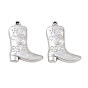 304 Stainless Steel Pendants, Western Style Cowboy Boot with Flower Pattern Charms