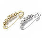 Brass Micro Pave Cubic Zirconia Safety Pins, Nickel Free, Clear