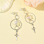 Pendientes colgantes de cristal y latón, estrella, 304 aretes de acero inoxidable para mujer
