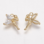 Brass Micro Pave Cubic Zirconia Pendants, Real 18K Gold Plated, Fairy